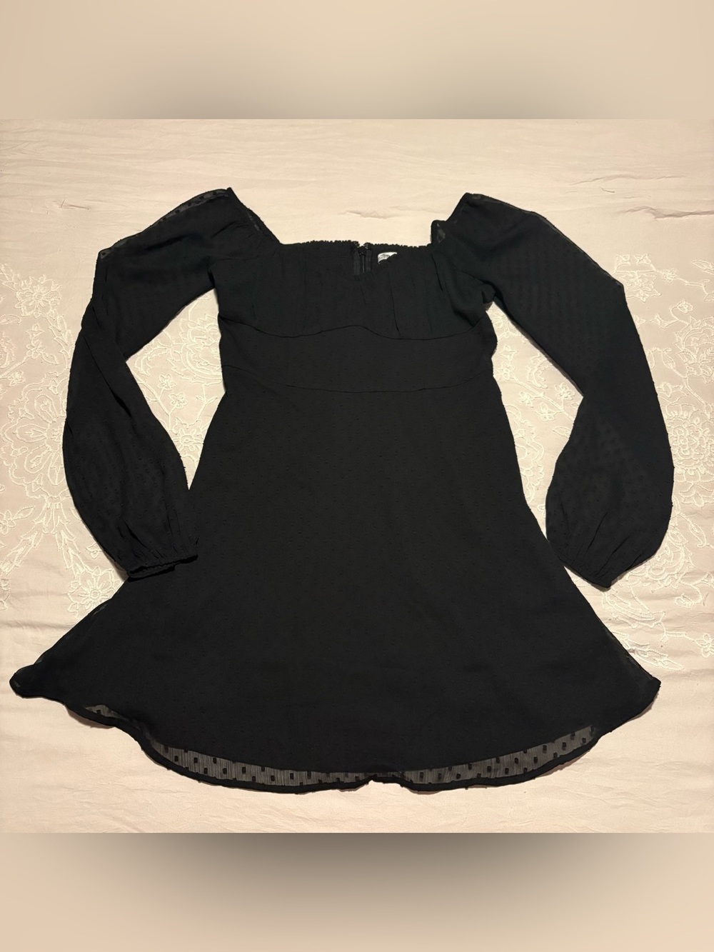 Hollister Black Long-Sleeve Square Neck Mini Dress